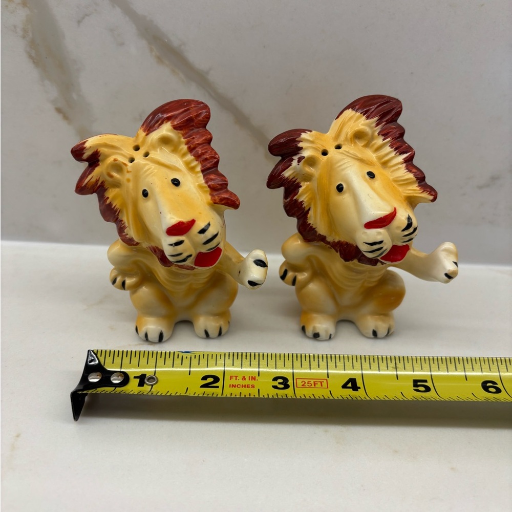 Vintage Anthropomorphic Lion Salt & Pepper Shaker Set MCM Japan - Picture 8 of 8